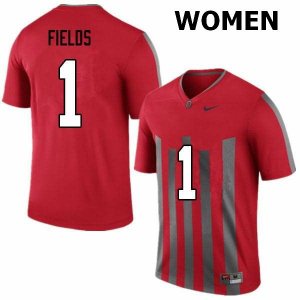 Women's Ohio State Buckeyes #1 Justin Fields Throwback Nike NCAA College Football Jersey Increasing LMN7744JA